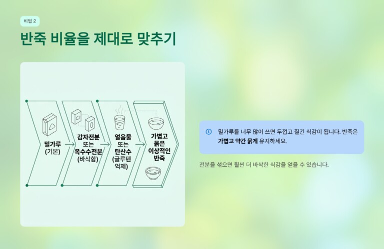 반죽 비율을 제대로 맞추기
