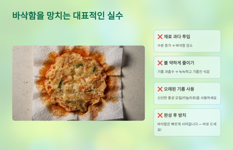 김치전 바삭함을 망치는 대표적인 실수