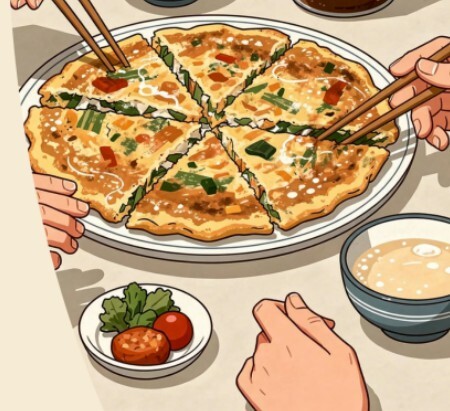 해물파전, 막걸리