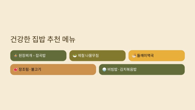 건강한 집밥을 위한 추천 메뉴