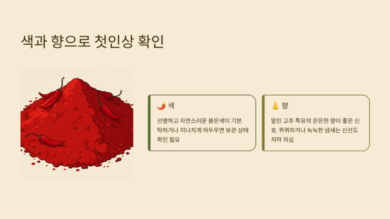 고춧가루의 색을 확인한다