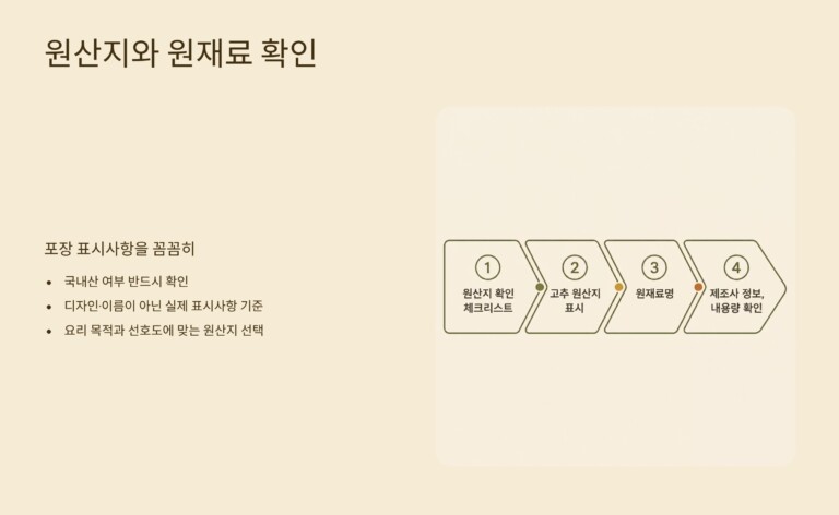 원산지와 원재료를 확인