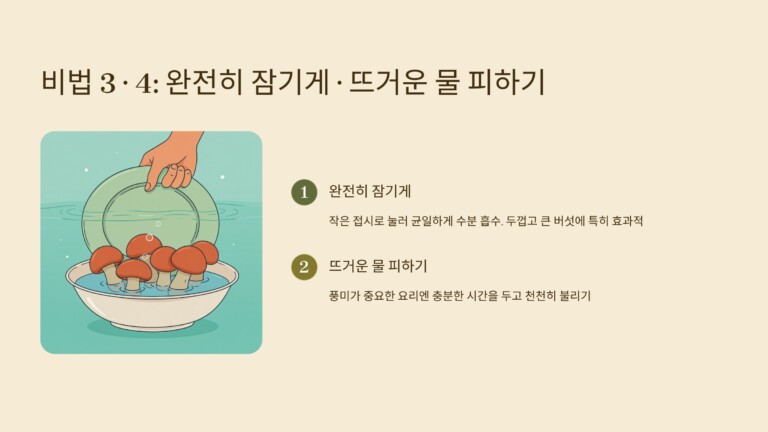 버섯을 물속에 완전히 잠기게 합니다