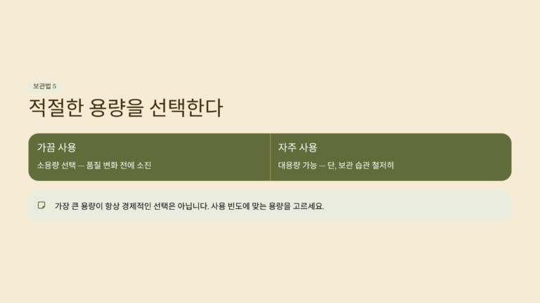 적절한 용량의 제품을 구입