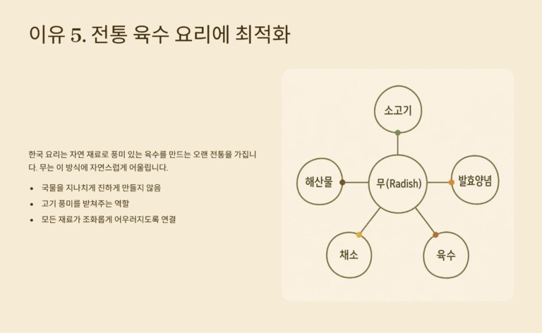 무는 전통적인 육수 중심의 요리에 특히 유용