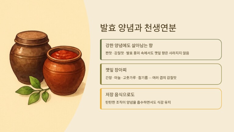 한국의 발효 양념과 자연스럽게 어울립니다