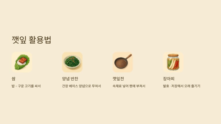 한국 음식에서 깻잎을 활용하는 다양한 방법