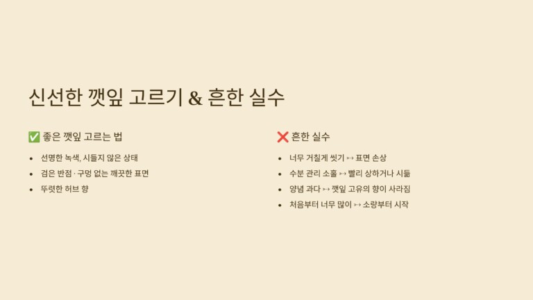 신선한 깻잎을 고르는 방법